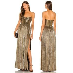 Bronx and Banco Florence Metallic Strapless Gown Formal Gala Classy Gold XL/US10